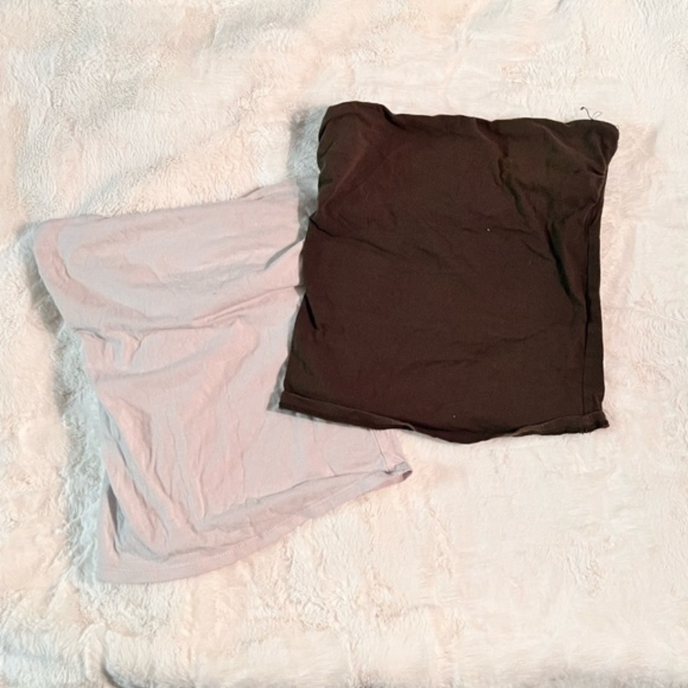 2 PACK white & olive green tube tops